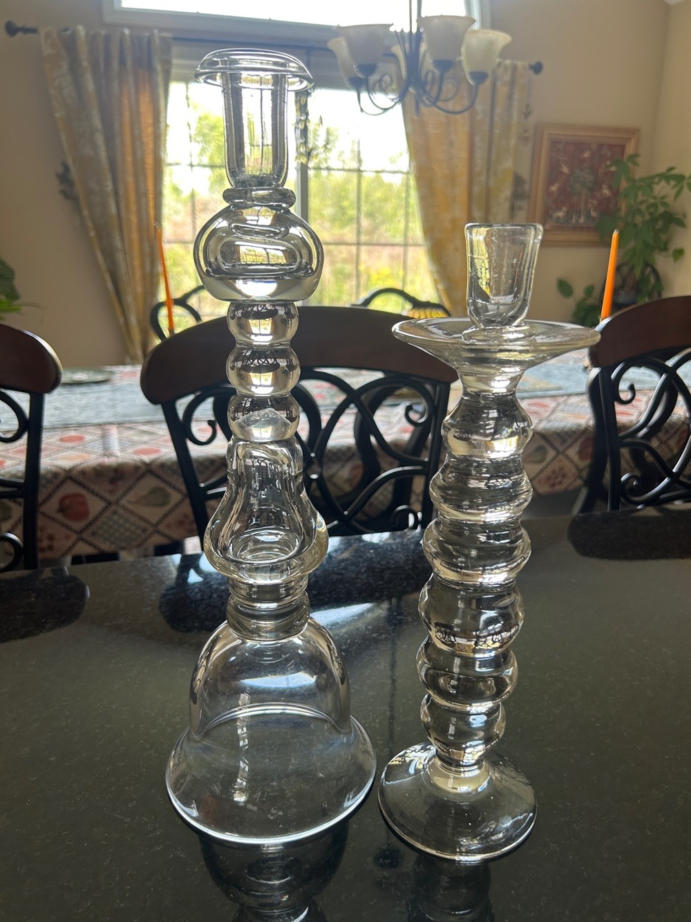 16” & 13” Steuben Vintage Heavy Art Glass Candle stick holders